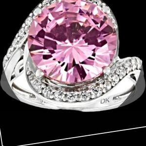 Bella Luce Pink and White Diamond Simulants Ring - Rhodium Over Silver (5.67 CTW